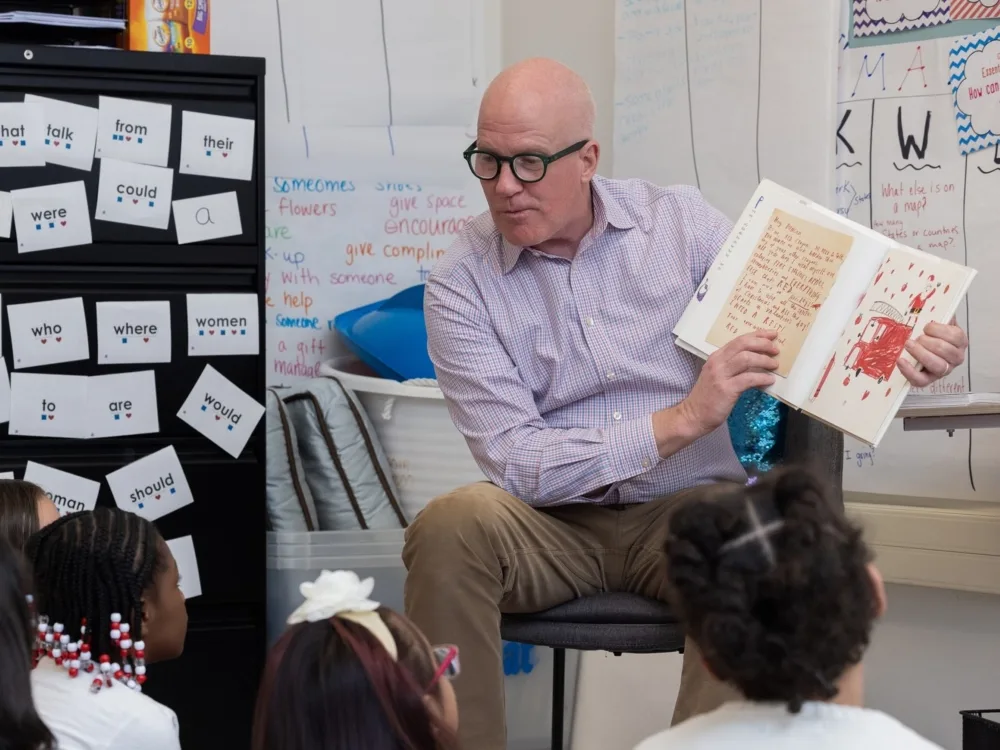 Reading to the children at Paxinosa Elementary School