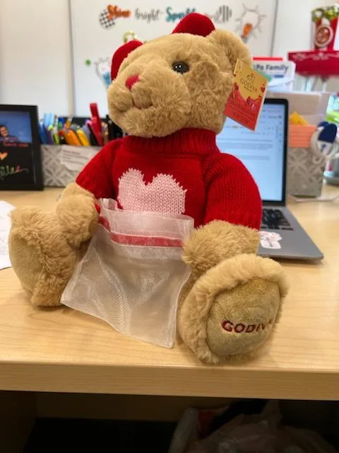 Godiva Teddy Bear on a desk