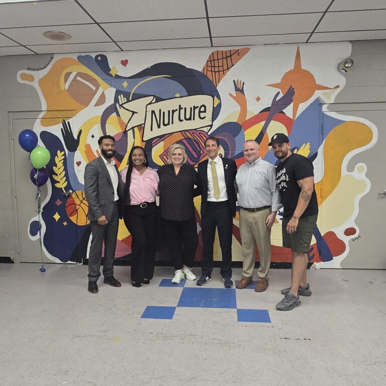 Allentown Mayor Tuerk, UW CEO and Boys & Girls Club of Allentown CEO and staff pose in front of newly revealed mural