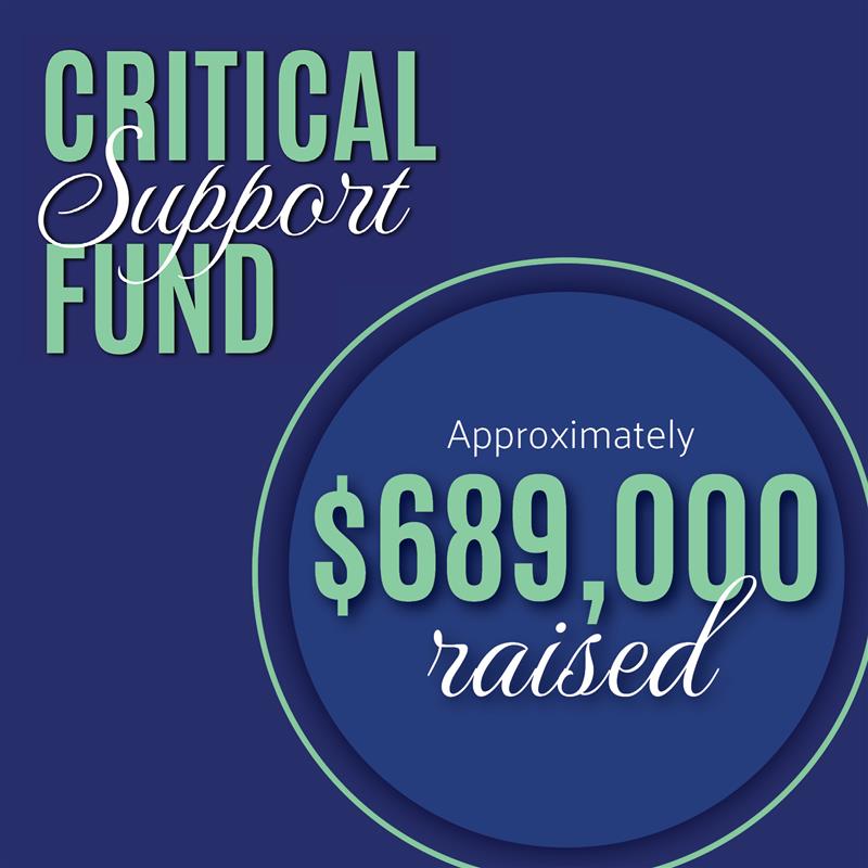 Critical Support Fund $689,000 raised graphic